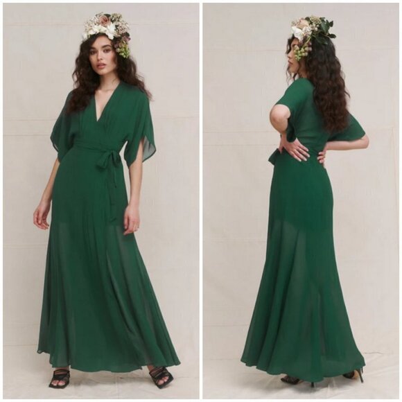 💕REFORMATION💕 Winslow Dress ~ Emerald Green XS NWT - Picture 9 of 16